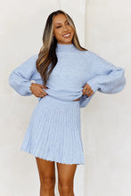 Load image into Gallery viewer, Blue Pleated Knit Mini Skirt
