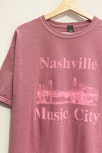 Load image into Gallery viewer, Our oversized, soft, Nashville Music City Graphic Tee has short sleeves, a crew neckline and vintage style fabric. Wear this soft tee on lounge days or dress it up with leather pants and boots. 
