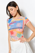 Load image into Gallery viewer, Beach Print Mesh Baby Tee