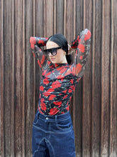 Load image into Gallery viewer, Floral Mesh Ruched Mock-Neck Bodysuit