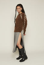 Load image into Gallery viewer, Elevate your style with our insanely chic grey Pleated Split Midi Skirt. Crafted with exceptional quality, this versatile piece features a sophisticated pleated design with a subtle side split for a touch of allure. Hand washable and available in sizes XS to XL, it’s the perfect addition to your wardrobe for effortless elegance.