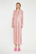 Load image into Gallery viewer, Step into timeless elegance with our Pink Plisse Maxi Dress. This stunning piece features long sleeves and a beautifully textured plisse fabric that drapes effortlessly. Its retro-inspired design exudes femininity, making it perfect for both day and evening occasions. Whether you're attending a garden party or a chic dinner, this dress ensures you make a graceful statement every time.