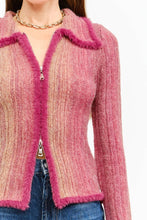 Load image into Gallery viewer, Glam Expressway Pink textured cardigan worn by a person on a white background