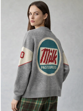 Load image into Gallery viewer, Grey Milk Varsity Cardigan