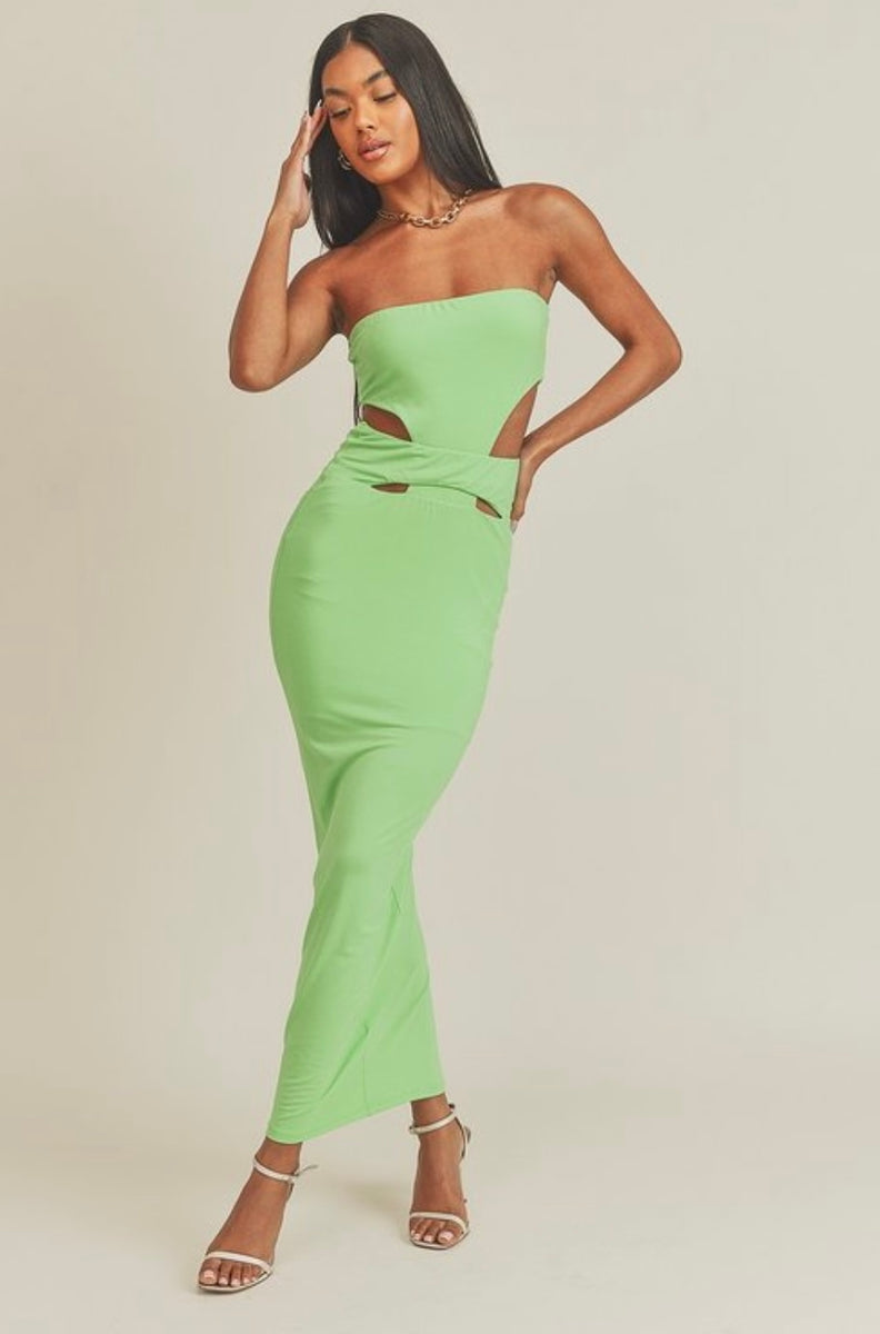 Lime Green Strapless Dress Lime Green Maxi Dress Green Tube Dress Glam Expressway