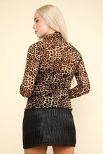 Load image into Gallery viewer, High Neck Leopard Print Mesh Top
