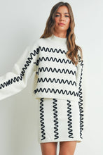 Load image into Gallery viewer, Cream Wavy Stripe Turtleneck Sweater
