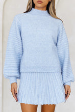 Load image into Gallery viewer, Blue Pleated Knit Mini Skirt
