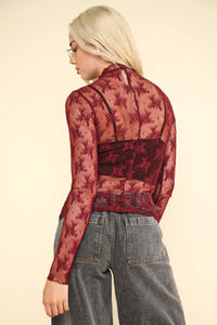 Deep Red Lace Top