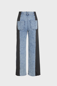 Step up your denim game with these chic wide-leg jeans, featuring a sporty black stripe down each side. Made from soft, stretchy fabric that feels breathable and comfortable all day long, these high-rise straight-leg jeans are perfect for a sleek, casual look. Ideal for pairing with anything from a simple tee to a dressy top.