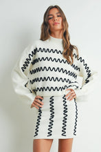 Load image into Gallery viewer, Cream Wavy Stripe Turtleneck Sweater
