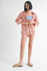 Striped Oversized Button Down Shirt