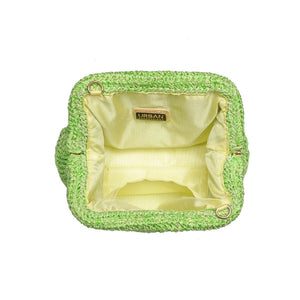 Lime Green Woven Clutch Bag
