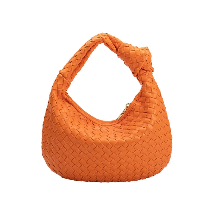 Woven Orange Top Handle Bag