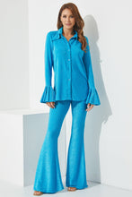 Load image into Gallery viewer, Aqua Blue Knit Top And Pants Set
