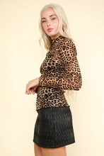 Load image into Gallery viewer, High Neck Leopard Print Mesh Top
