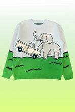 Load image into Gallery viewer, Stay cozy in style with our Elephant Knit Sweater, featuring a playful safari-inspired elephant intarsia design. This knit sweater is crafted for comfort and warmth, complete with a classic round neckline for easy layering. Perfect for adding a fun yet sophisticated touch to your fall wardrobe!
