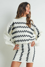 Load image into Gallery viewer, Cream Wavy Stripe Turtleneck Sweater
