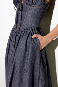 Denim Corset Midi Dress