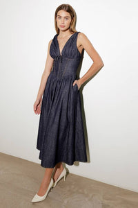 Denim Corset Midi Dress