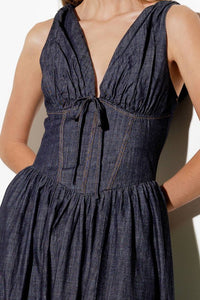 Denim Corset Midi Dress