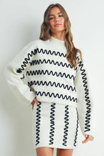 Load image into Gallery viewer, Cream Wavy Stripe Turtleneck Sweater
