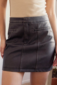 Brown Vegan Leather Mini Skirt