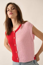 Load image into Gallery viewer, Pink &amp; Red Colorblock Sweater Vest
