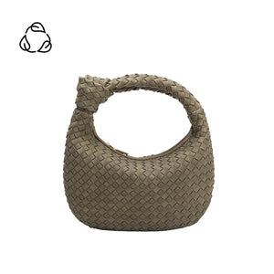 Woven Olive Leather Top Handle Bag