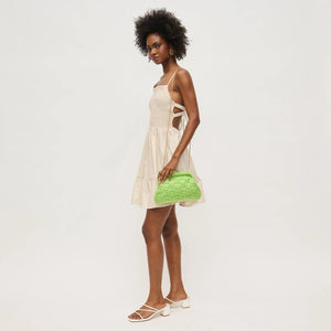 Lime Green Woven Clutch Bag