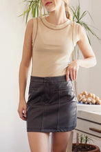 Load image into Gallery viewer, Brown Vegan Leather Mini Skirt
