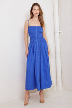 Load image into Gallery viewer, Woman wearing a blue dress against a white background
