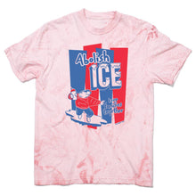 Load image into Gallery viewer, Pink t-shirt with graphic design featuring text and a character on a white background
