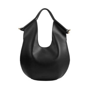 Effortlessly chic and highly functional, the Black Leather Tote Bag is your go-to bag for workdays and weekends alike. Crafted from recycled vegan leather, it features a knotted handle design accented with luxurious gold-tone hardware. Its spacious interior offers ample room for all your essentials, complete with a removable pouch and slip pockets for easy organization.