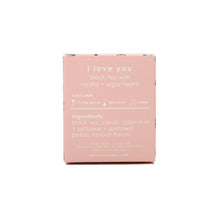 Load image into Gallery viewer, Pink packaging of black tea with vanilla and sugar heads on a white background
