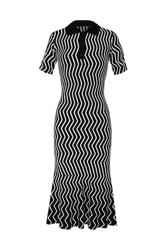 Black and white patterned dress on a white background