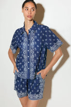 Load image into Gallery viewer, Blue Paisley Bandana Shirt
