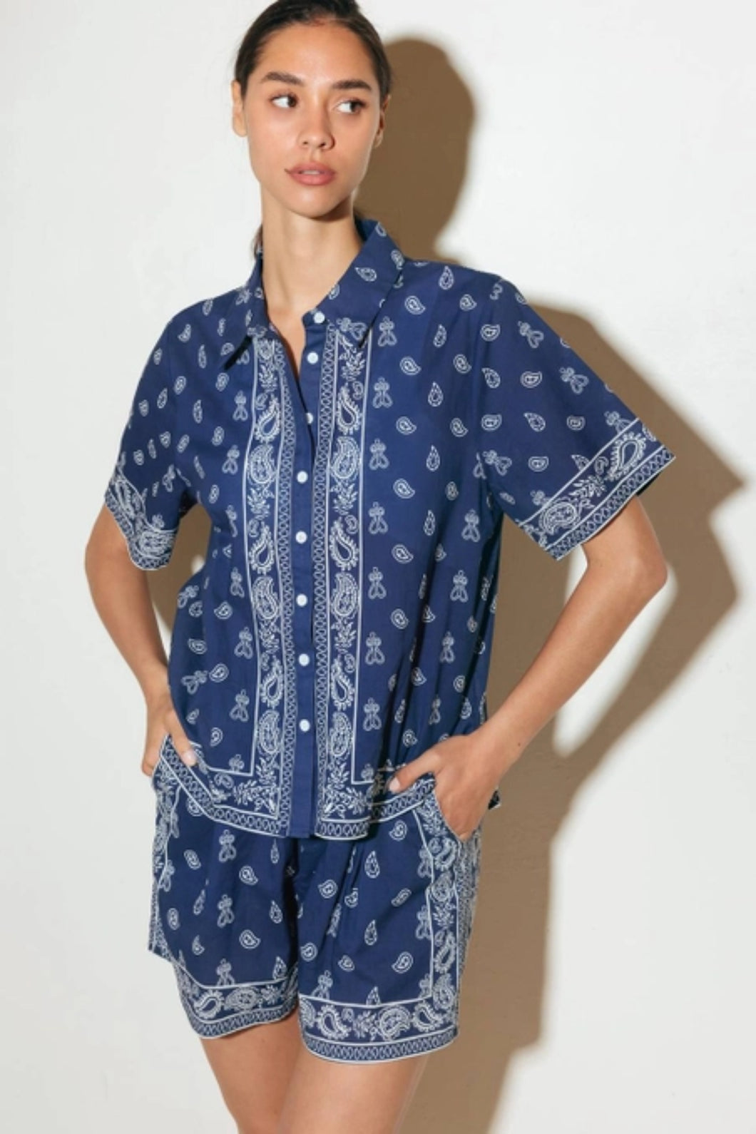 Blue Paisley Bandana Shirt