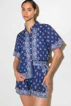 Load image into Gallery viewer, Navy Paisley Bandana Shorts
