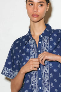 Blue Paisley Bandana Shirt