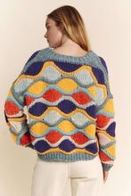 Load image into Gallery viewer, Person wearing a colorful patterned sweater against a plain background
