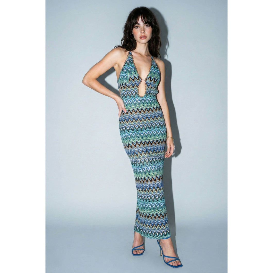 Chevron Print Halter Maxi Dress | Vacation Maxi Dress | Glam Expressway Chevron Print Halter Maxi Dress | Vacation Maxi Dress | Glam Expressway