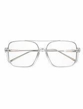 Load image into Gallery viewer, Clear frame oversized aviator sunglasses with transparent frame and modern square lenses.
