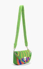 Load image into Gallery viewer, Colorful striped handbag with a green strap on a white background

