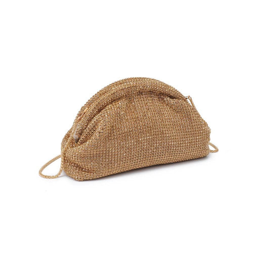 Beige woven handbag on a white background