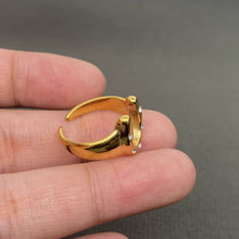 Load image into Gallery viewer, Gold-plated statement ring featuring a polished sculptural horseshoe design.

