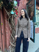 Load image into Gallery viewer, Brown Gingham Fitted Blazer Jacket
