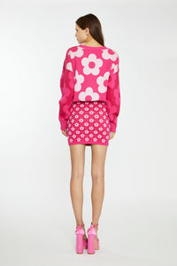 This fun Pink Knit Floral Checkered Mini Skirt is cute, chic and fun! This stretchy mini skirt is soft and patterned with pink flowers in a checkered pattern. Warm, stylish and on-trend. Wear the Pink Knit Floral Checkered Mini Skirt with a white button down and boots or pair it with the matching cardigan sweater sold separately. 