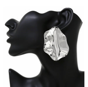 Silver Oversized Oval Earrings