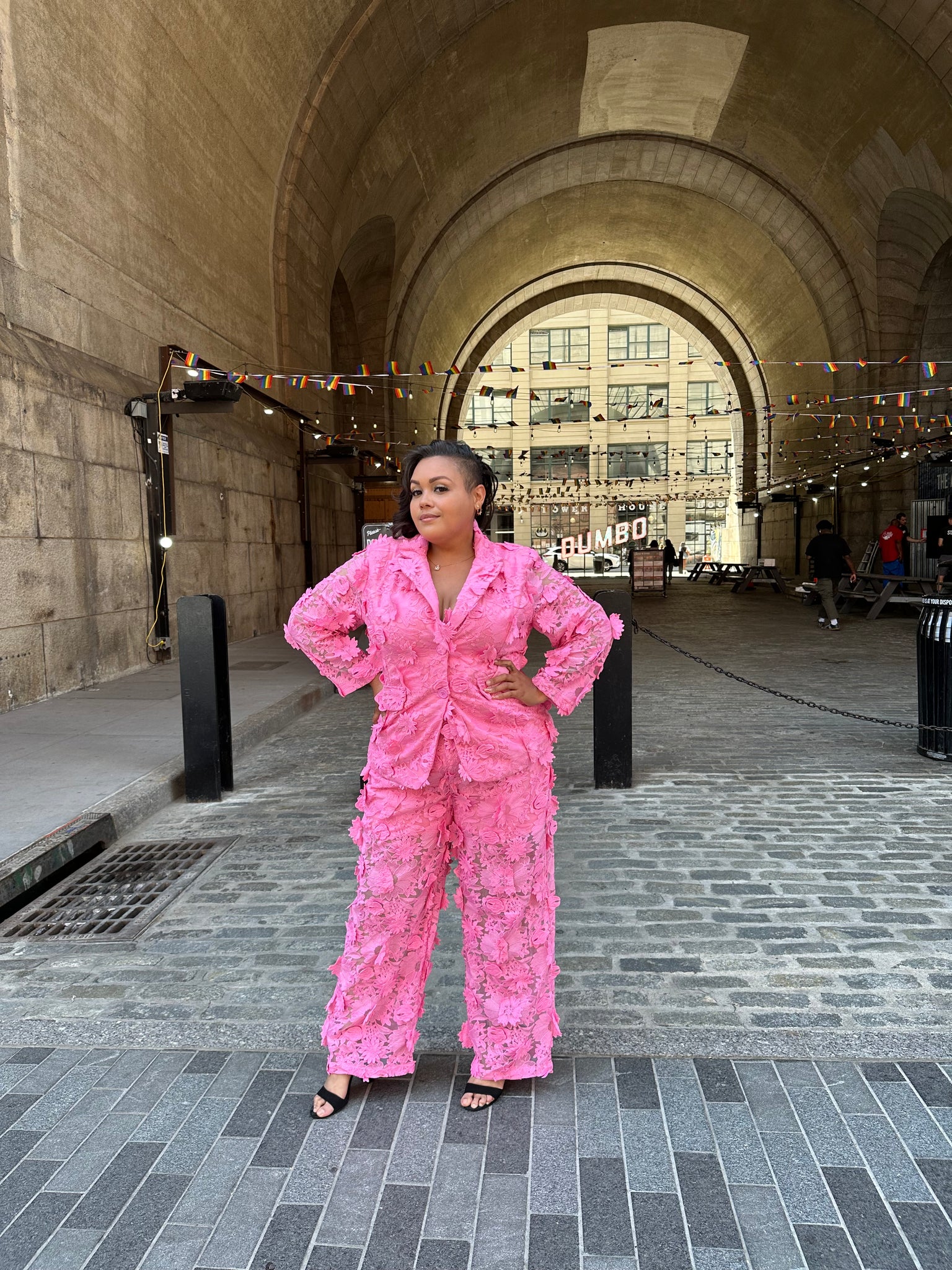 pink dress suit plus size Online Only Final Sale Plus Size 2pc Suit with Oversized Blazer & Fitt